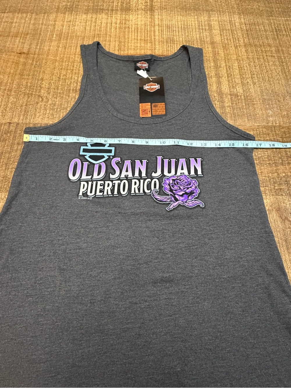 🆕 Harley-Davidson Women's Dark Gray Tank with Purple Text & Rose - Picture 7 of 8